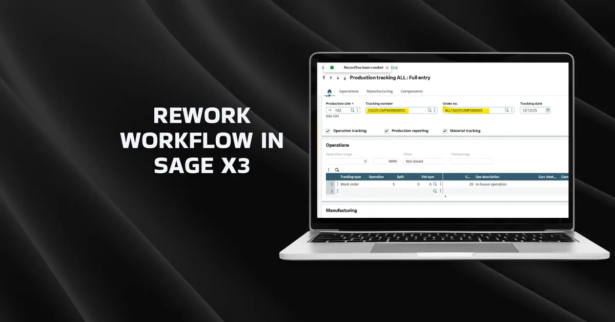 Rework Workflow in Sage X3