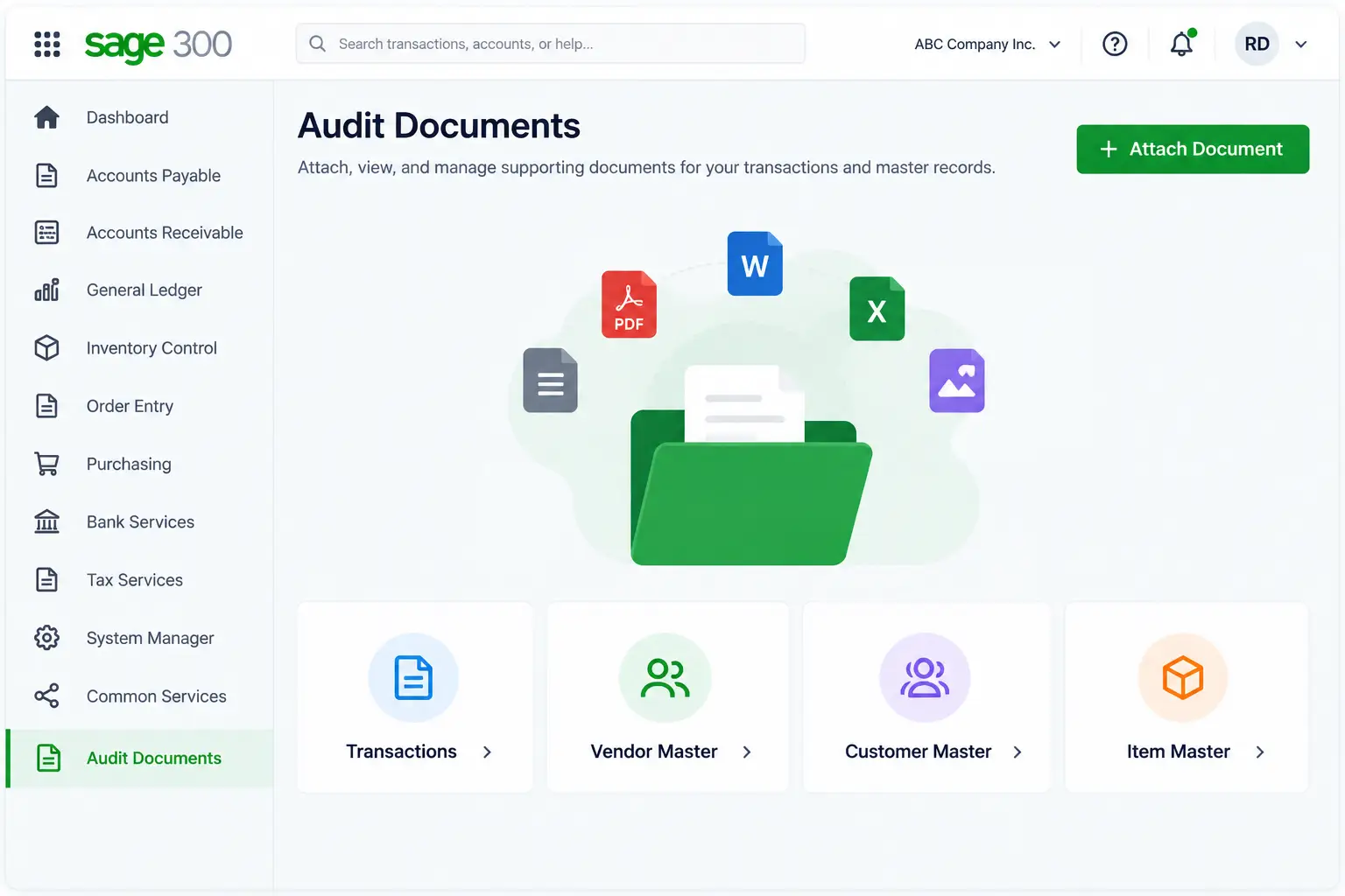 Audit Documents for Sage 300